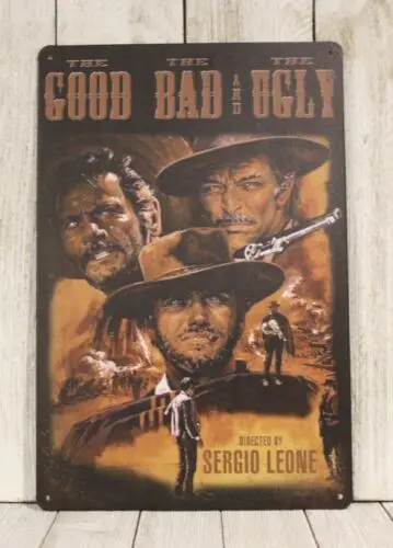 The Good Bad and Ugly Blechschild im Vintage-Stil, Filmplakat im Vintage-Stil, Clint Eastwood-Aluminium Image