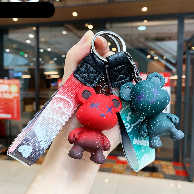 Portachiavi Orsetto in Acrilico che Cambia Colore Stile Cartone Animato Anime Carino Creativo alla Moda con Graffiti Orsetto Teddy Portachiavi per Auto Regalo per Coppie Ciondolo per Borsa