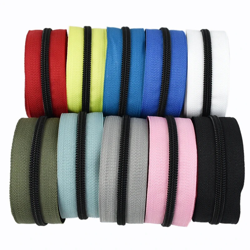 Deepeel XP051 5 # DIY cucito bagagli cerniera Nastri accessori decorazione denti neri colore Nylon cerniere rotolo per borse