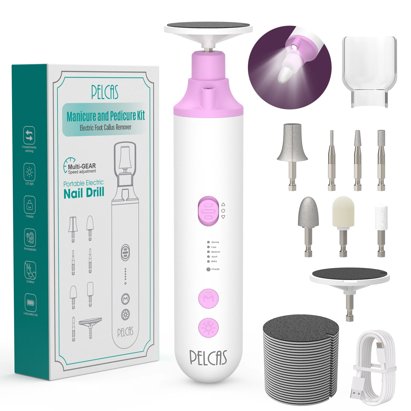 Kit per unghie in pelca Kit professionale per trapano elettrico senza fili 4500rpm E-lima per unghie Kit per Manicure salone di casa