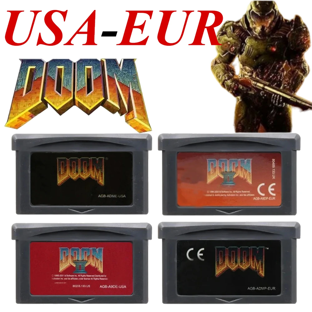 USA GBA Game Cartridge Doom Series Game Cartridge 32-Bit Video Game Console Card DOOM 1 DOOM 2 for GBA GBASP NDSL USA