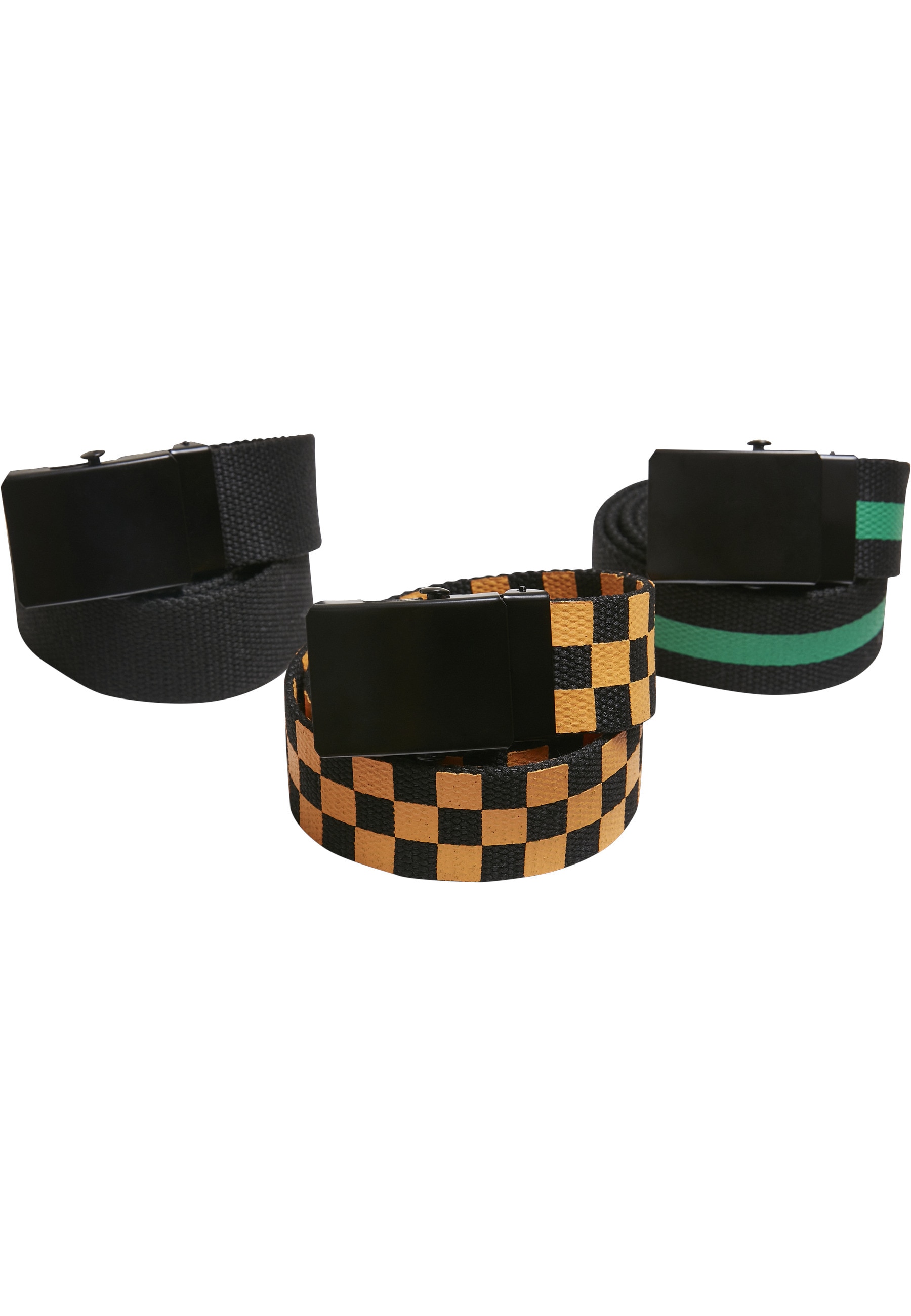 Hüftgürtel URBAN CLASSICS "Urban Classics Unisex Belts Trio Kids", Jungen, Gr. S/M, schwarz, bodegagrün, magicmango, 100% Polyester, Gürtel Hüftgürtel Image