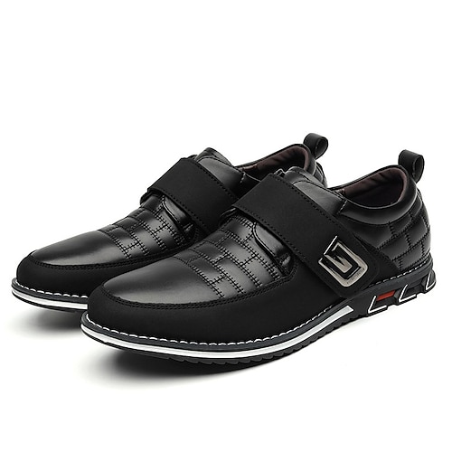 Schwarze und weiße Herren-Freizeitschuhe mit Schnallenriemen – leichte und bequeme Schuhe für Alltag, Büro, Reisen und einen gepflegten Business-Casual-Look. Image
