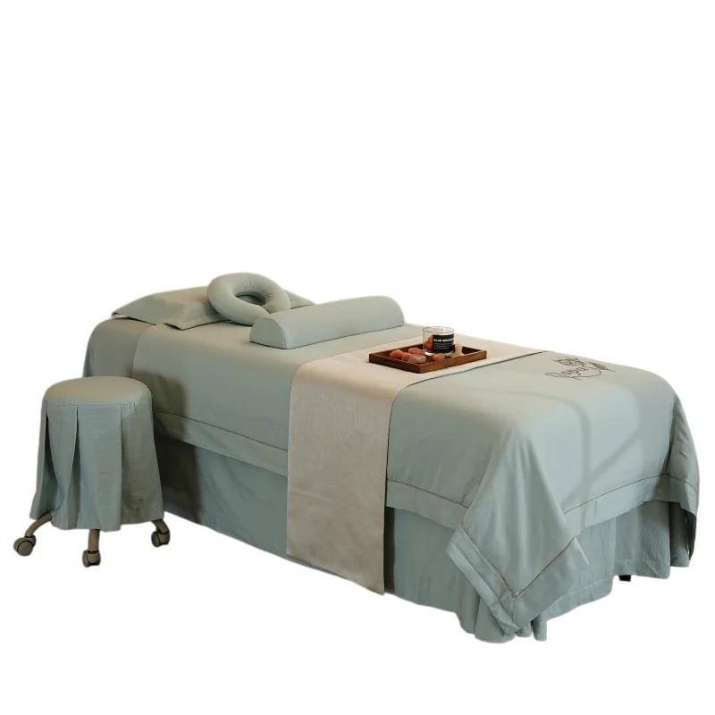 Set di Copriletti per Lettino da Massaggio Azzurro Copriletto per Salone di Bellezza Copertura per Lettino da Massaggio di Alta Qualità Copriletto Speciale per Salone Estetico