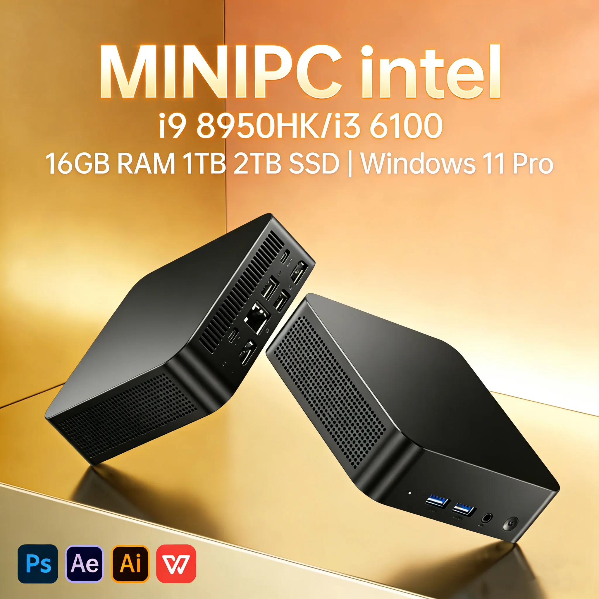 Mini PC 2026 New Intel i9-8950HK i3-6100 16GB RAM 1TB SSD WiFi6 USB3.0 Portable Desktop PC for Office Gaming
