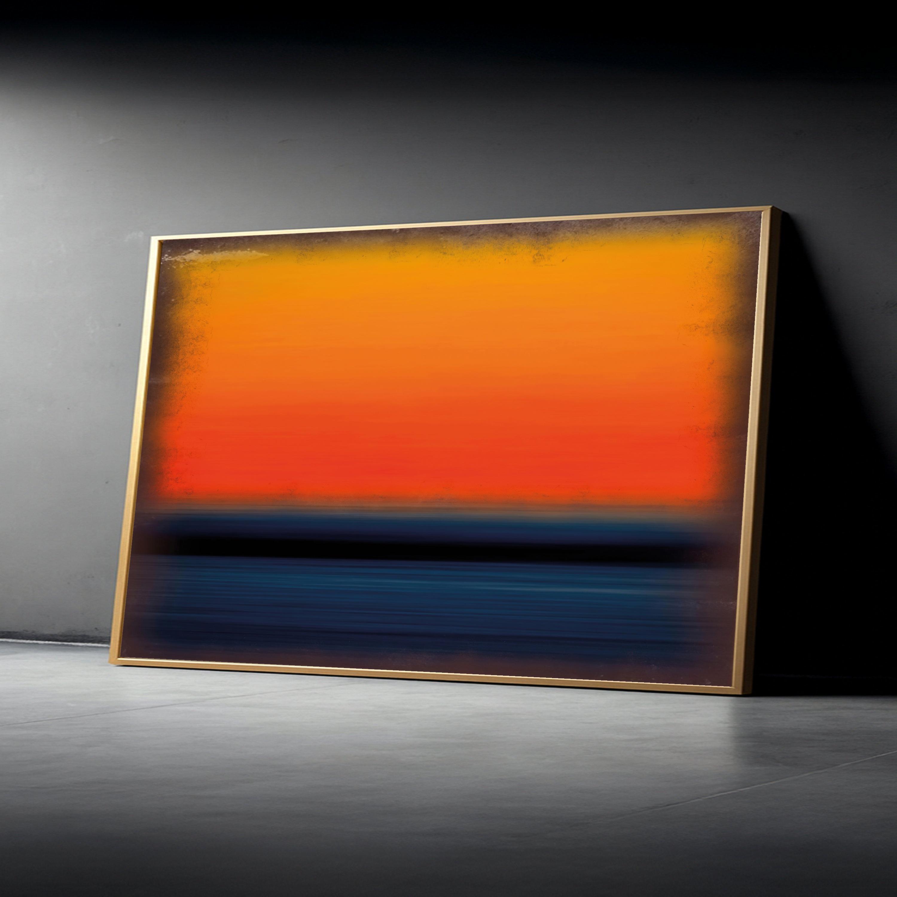 Quadro astratto su tela di Mark Rothko, arte murale con blocchi di colore arancione e blu, decorazione moderna e minimalista per la casa, dipinto su t