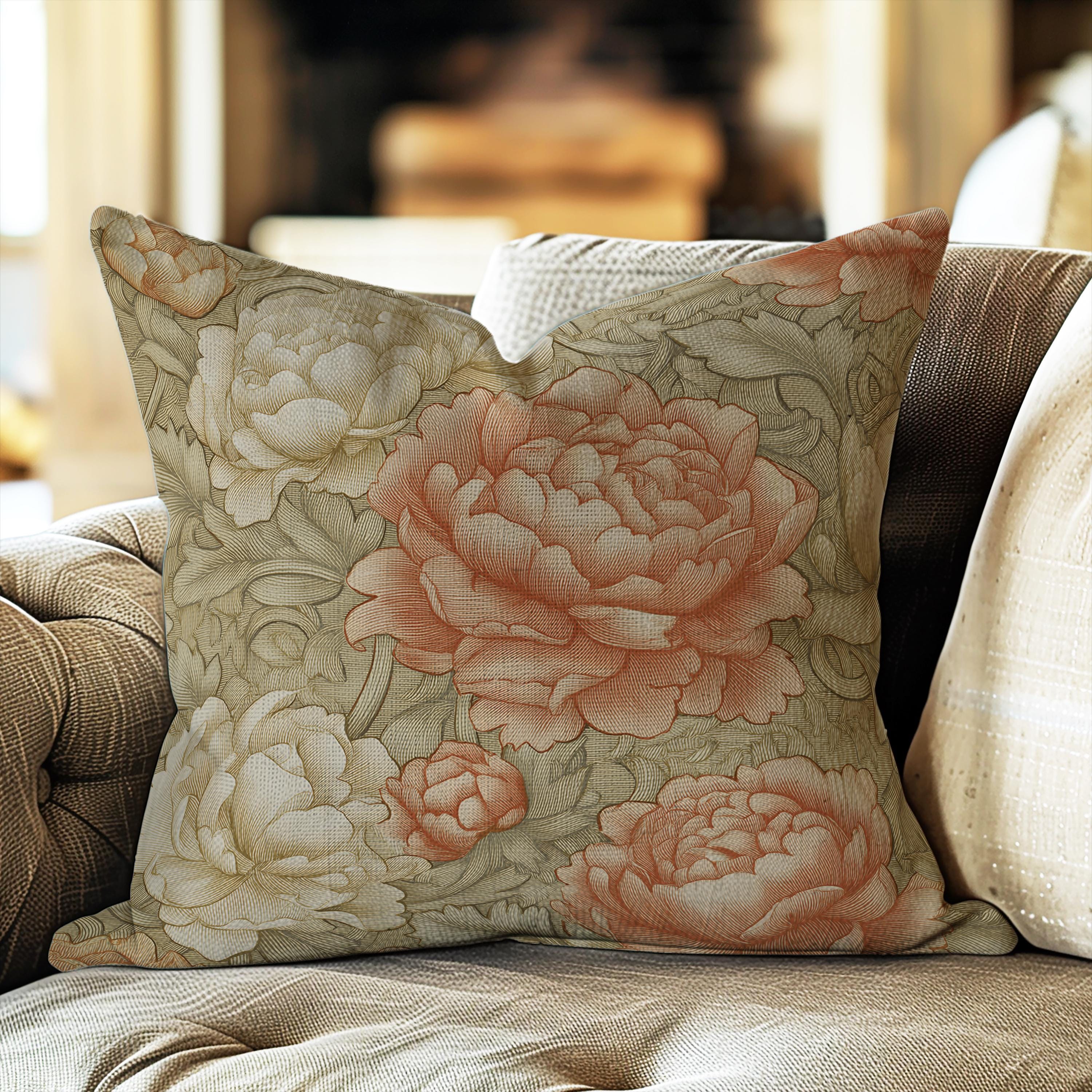 Fodera per cuscino decorativo William Morris con motivo floreale / Tela di alta qualità / Fodera per cuscino decorativo floreale vintage, regalo per t