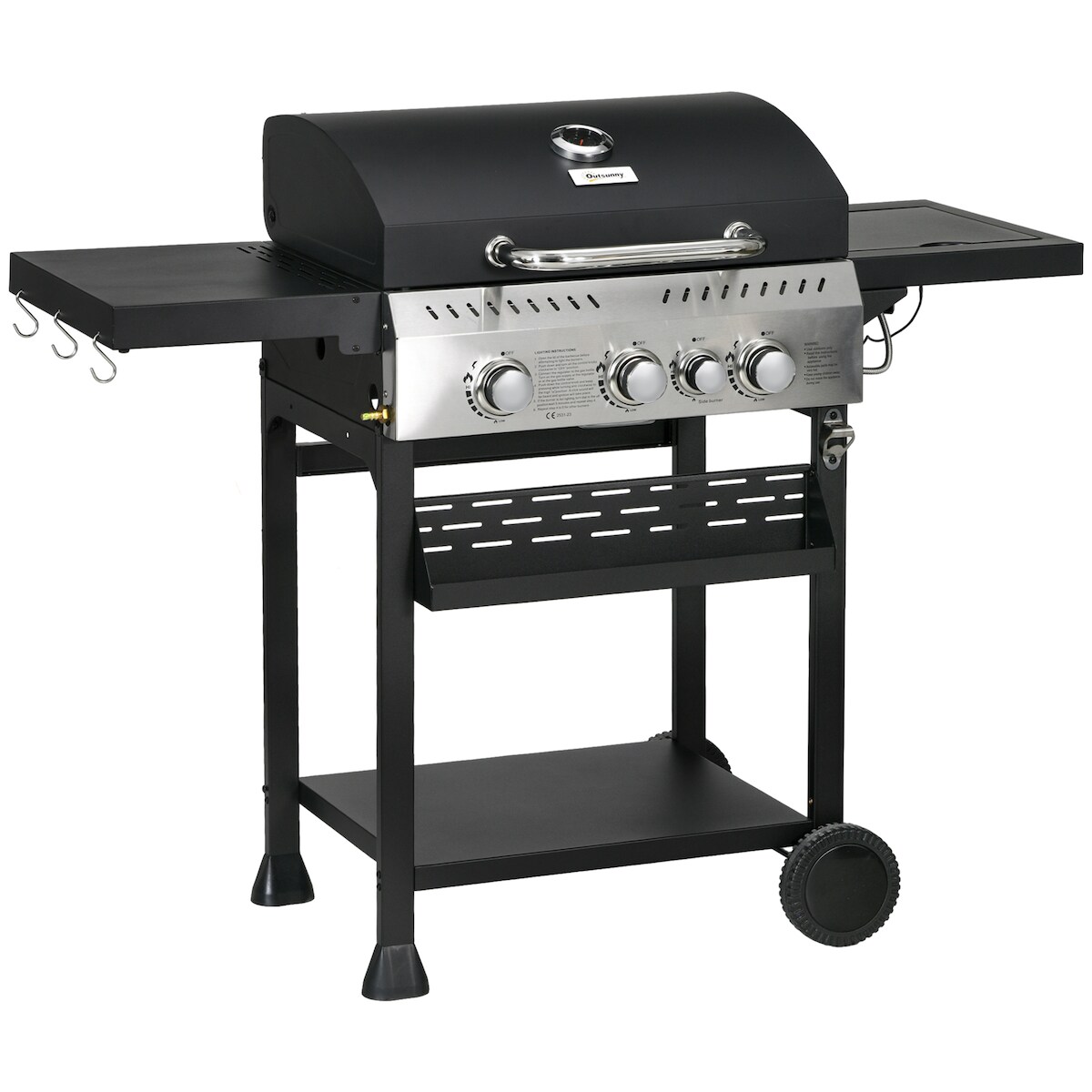 Outsunny-Gasgrill-123L x 52B x 101H cm-Schwarz Image