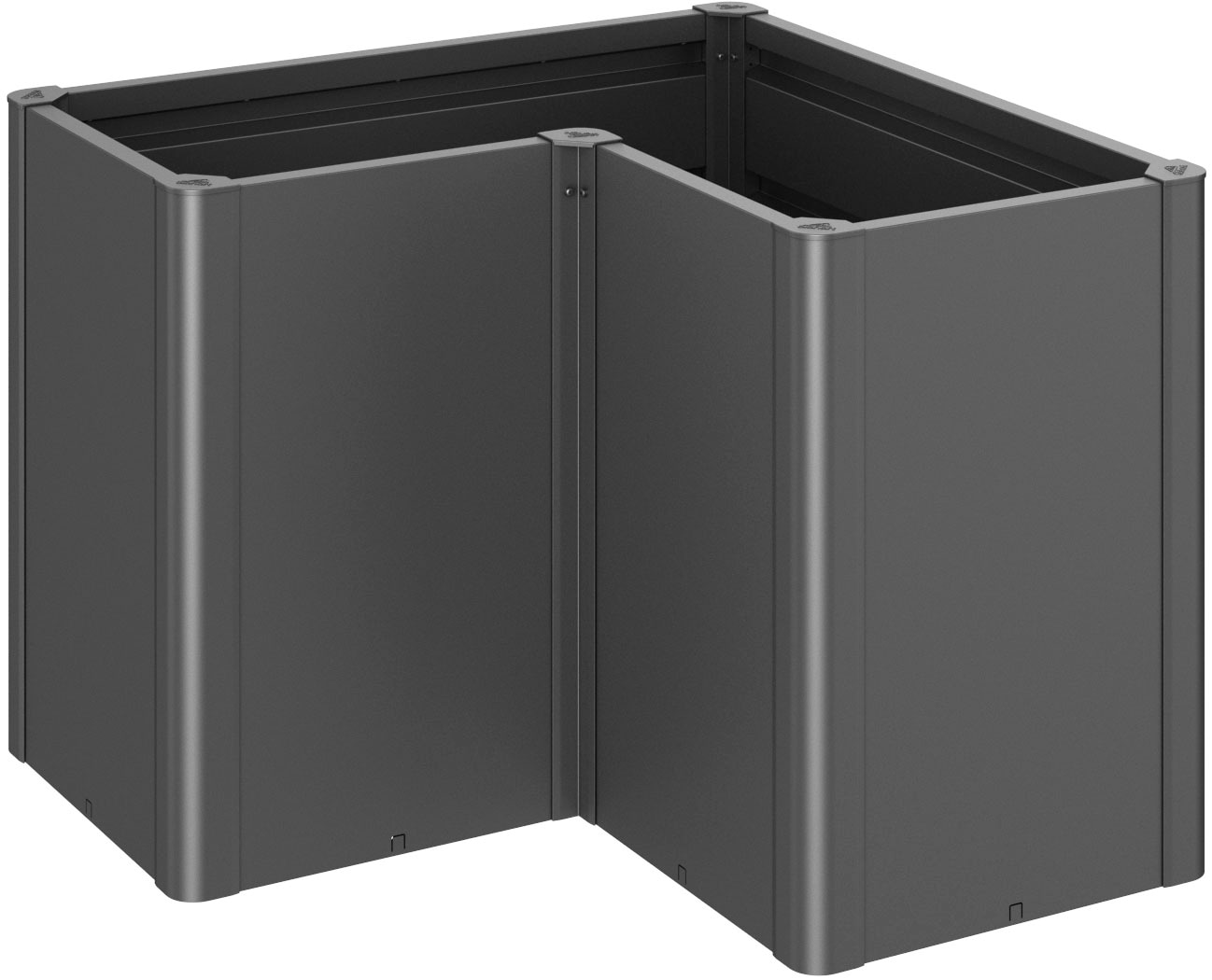 Hochbeet BIOHORT "BELVEDERE L-Form maxi 1, verschiedene Farben", grau (dunkelgrau, metallic), B:103,1cm H:77cm T:103,1cm, Stahl, Pflanzgefäße, 102x102x77 cm, extrem langlebig, aus Metall Image
