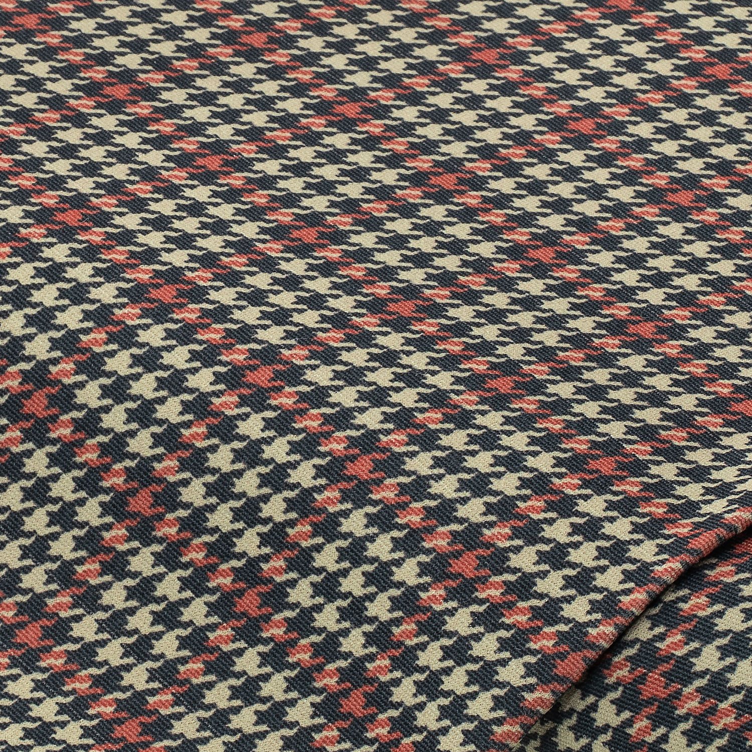 Romanit-Jersey „Hahnentritt“, petrolblau/rot