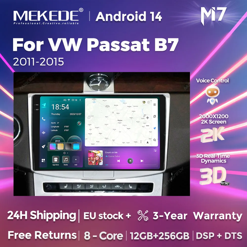 MEKEDE M7 Android Autoradio Per Volkswagen VW Passat B6 B7 CC 2007-2016 4G DSP Lettore Video Multimediale 2 Din Carplay Auto Stereo sistemi intelligenti per auto autoradio carplay android auto
