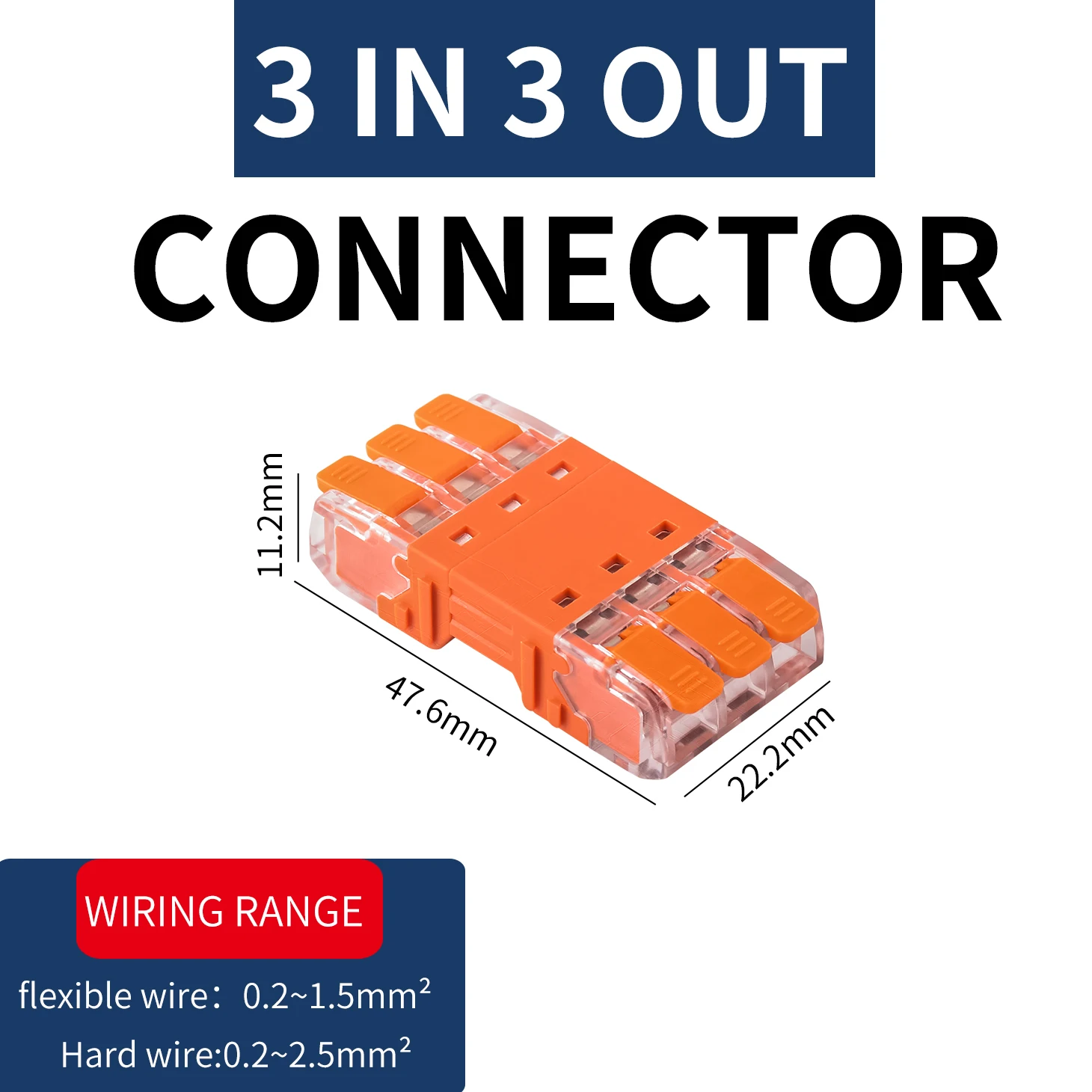 CMK643 10 Stück Mini-Schnellverbinder, universeller kompakter Push-in-Klemmenblock, standardmäßige, solide, flexible Drähte Image