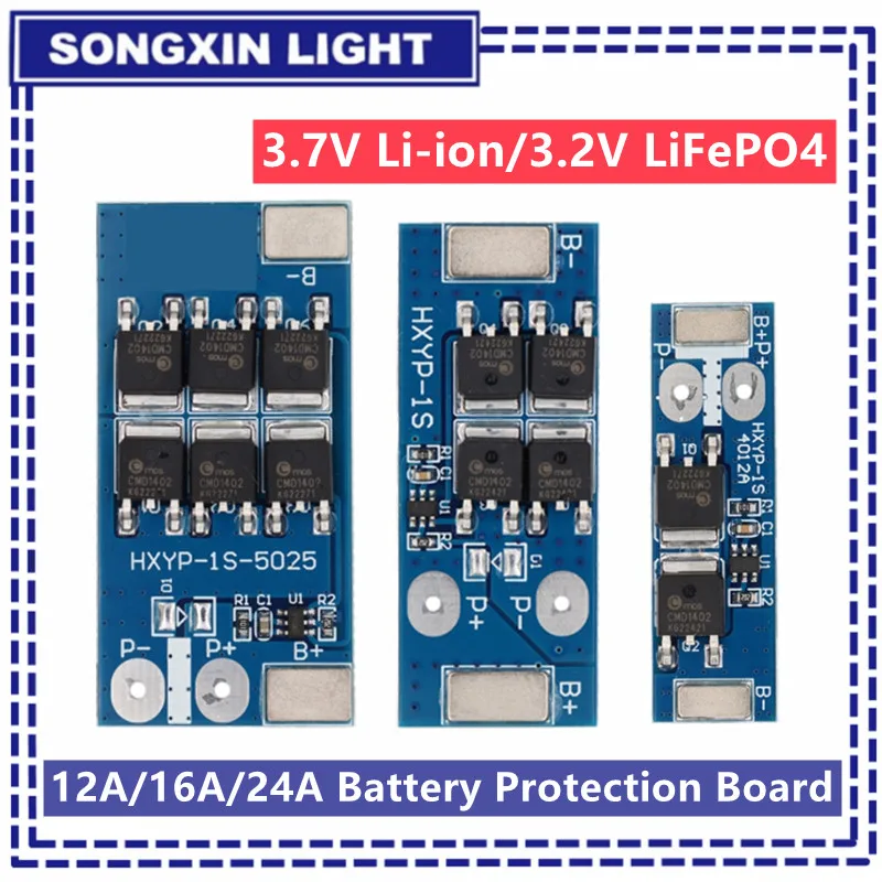 Bms 1s 12a 16a 24a 3,7 V lifepo4 Lithium batteries chutz platine 4,2 V Ladespannung/Kurzschluss/Überladung Image