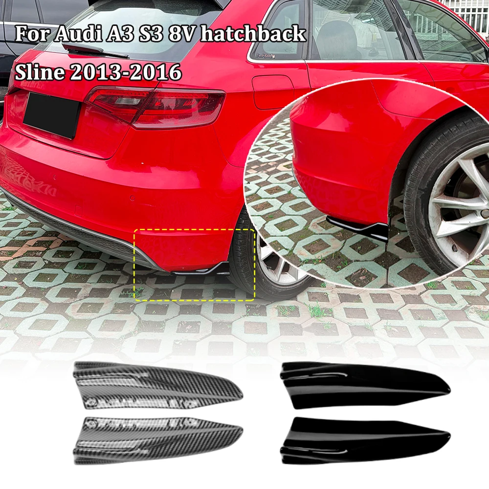 Per Audi A3 S3 8V Hatchback Sline 2013-2016 Spoiler Angolare Paraurti Posteriore Adesivo Auto Kit Carrozzeria Modifica Esterna Nero Lucido