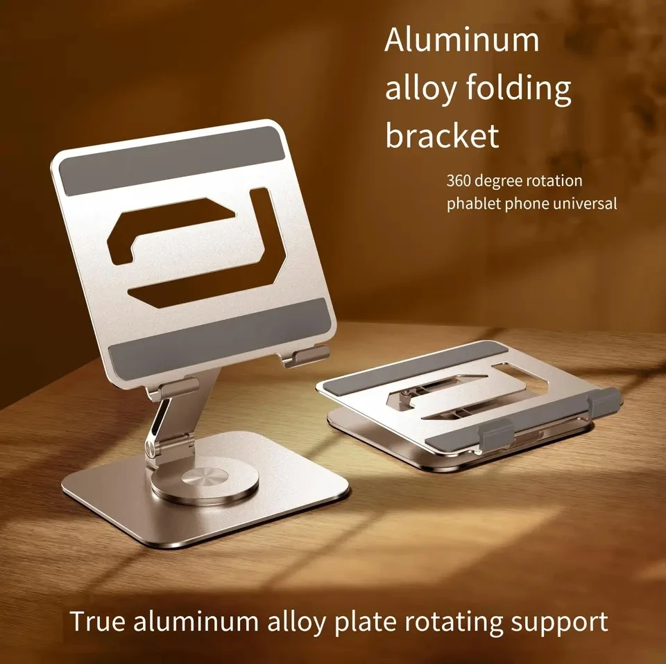 360 ° Drehbarer Tablet-Ständer für iPad, Verstellbarer Faltbarer Tablet-Halter, Aluminium-Handyhalter Kompatibel mit iPad Pro/Air/Mini Image