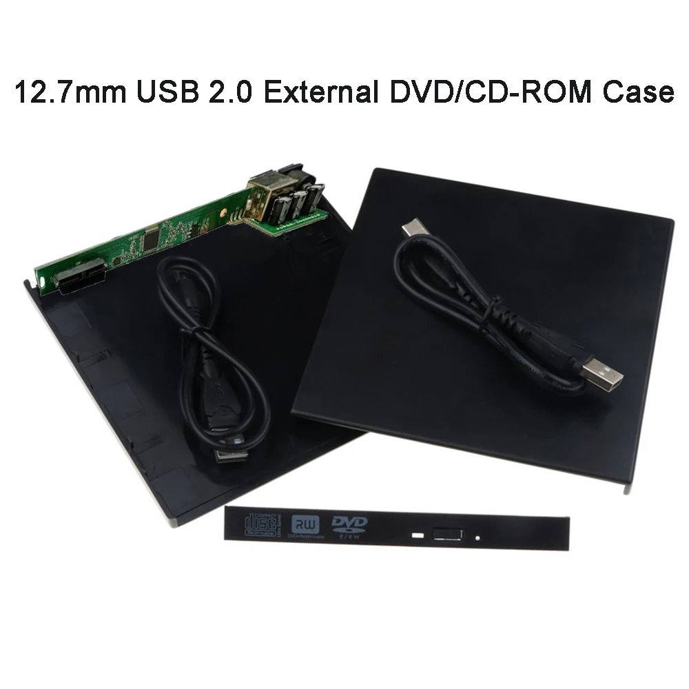 12,7 mm USB 2.0 DVD/CD-ROM-Gehäuse SATA Optisches Laufwerk Externes Gehäuse für Laptop Image