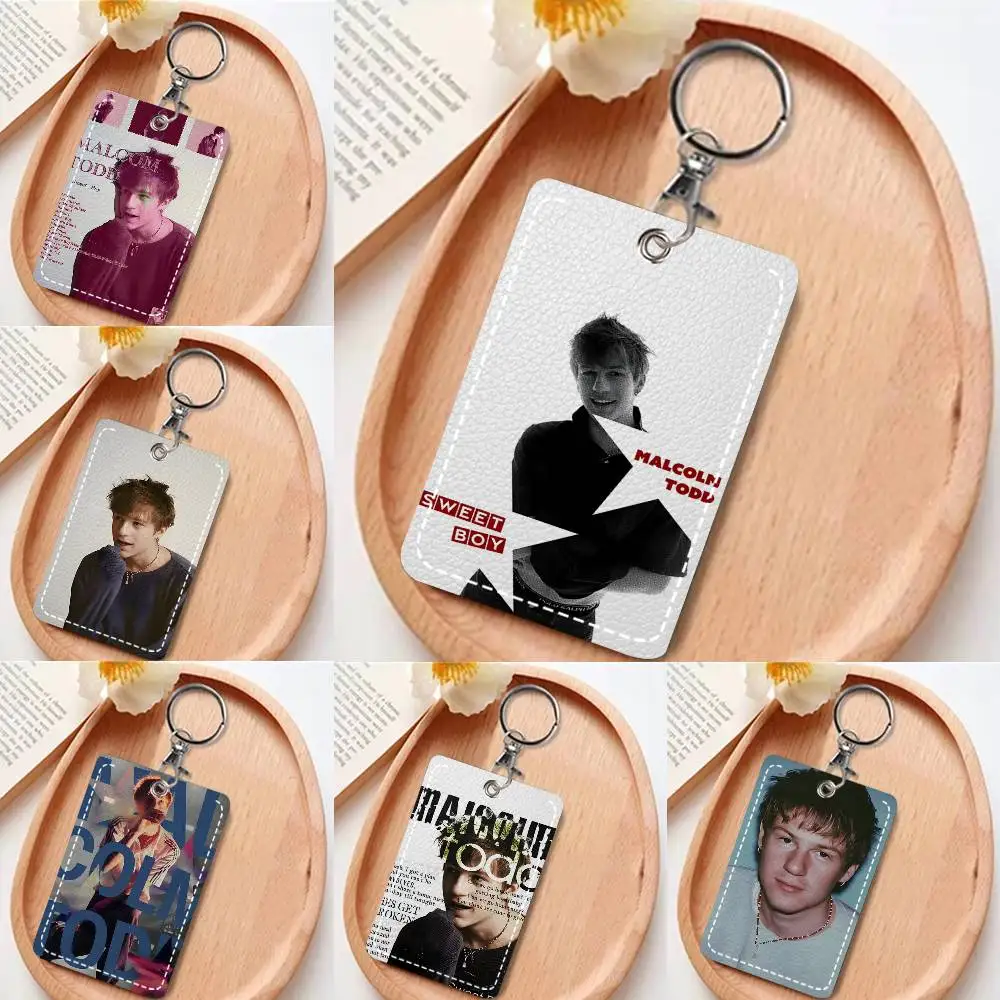 1 Stück Singer Malcolm Todd Kartenetui Schlüsselanhänger Zugangskarten-Tasche Schlüsselanhänger Leder-Kartenhalter Schlüsselring Image