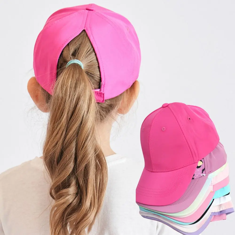 Heißer Hohe Pferdeschwanz Kinder Hut Baseball Kappe Für Mädchen Jungen Reise Sonnenhut Einstellbar Kinder Schirmmützen Hohl Zurück Pferdeschwanz Kappen Image