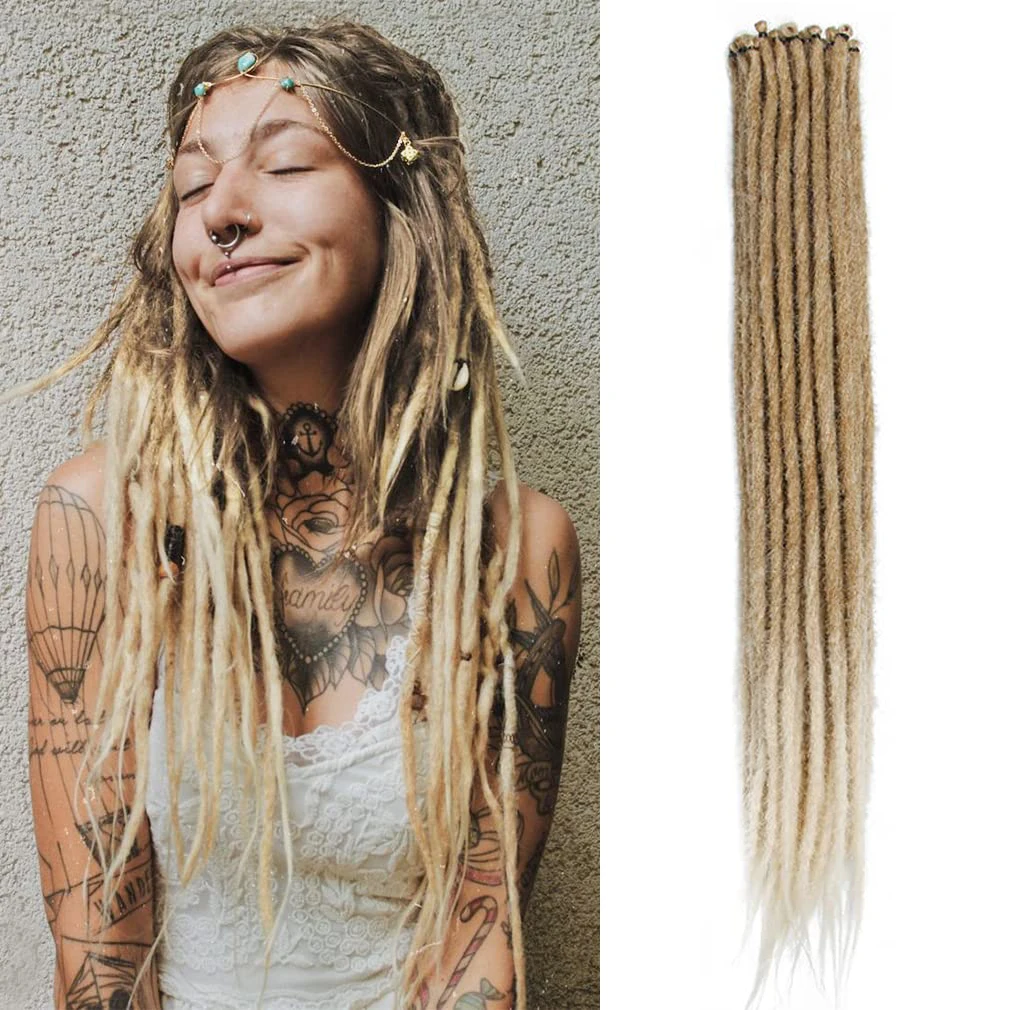 Synthetische Dreadlock-Verlängerungen 24 Zoll 5 Stränge Einseitig Dünne Dreads-Extensions Gehäkelte Hippe Dreads Handgefertigte Locs Image