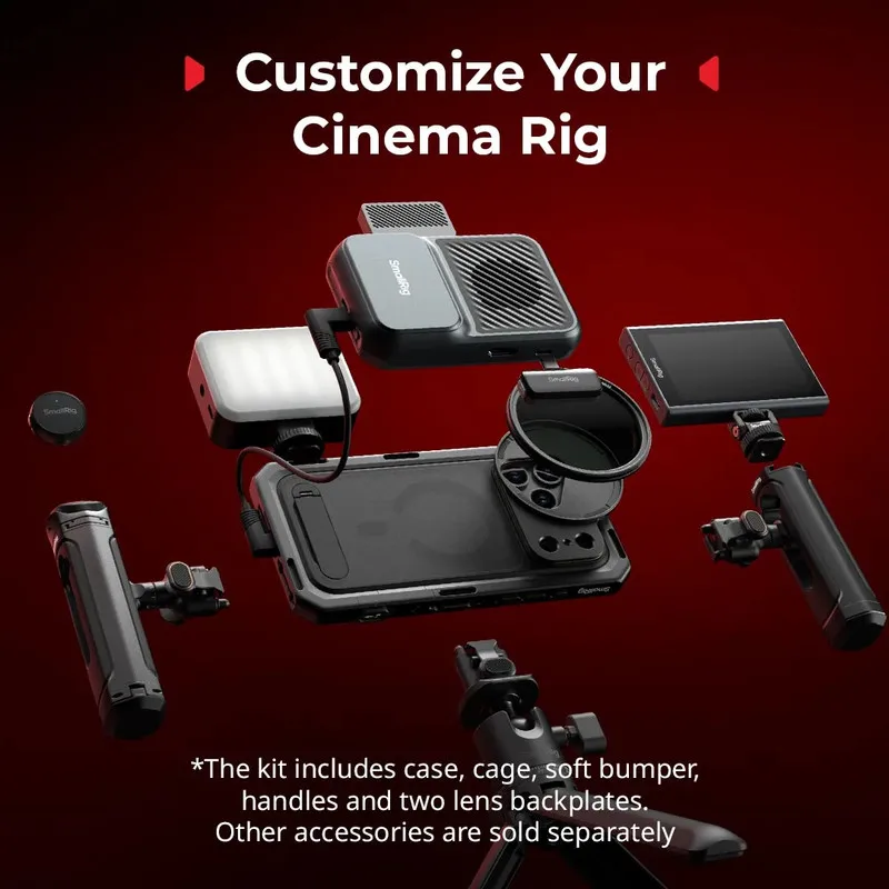 SmallRig iPhone 17 Pro Pro Max Cage Kit mit HawkLock Quick Release Wireless Remote Control Dual Handheld Stabilisierung Image