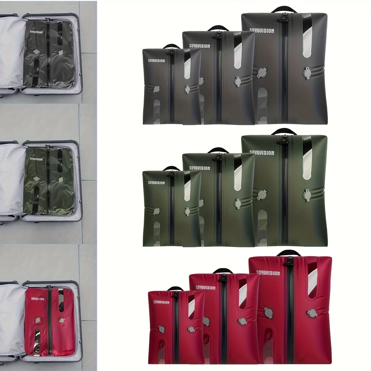 Vakuum-Kompressionsbeutel Wiederverwendbarer Kleidungs-Aufbewahrungsbeutel für Outdoor-Reisen Camping Wandern Kompressions-Rucksack Gepäckbeutel Image