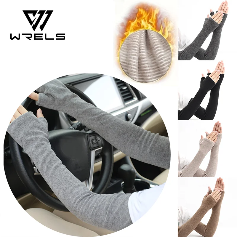 Winter-Armstulpen Verdickte Plüsch-Kälteschutz-Armschoner für Damen und Herren mit Daumenloch Fingerlose Armwärmer zum Fahren Image