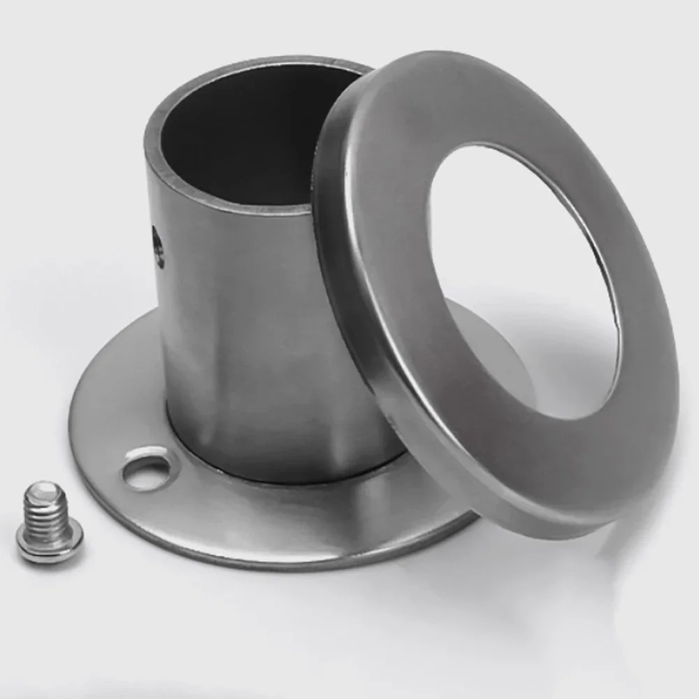60/80mm Edelstahl Flanschhalterung Hardware Aufhängungsstange Kleiderschrank Kleiderstange Befestigungszubehör Schnallenhalterung Querstangenhaken