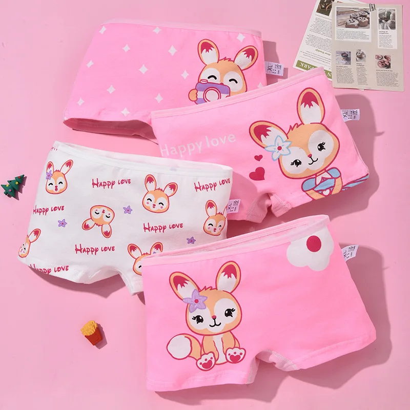 Mädchenhöschen, niedliches rosa Cartoon-Kaninchen, Mädchenunterwäsche, Boxershorts, Sicherheitshosen, Kinderkleidungsset für Kinder von 1–9 Jahren Image