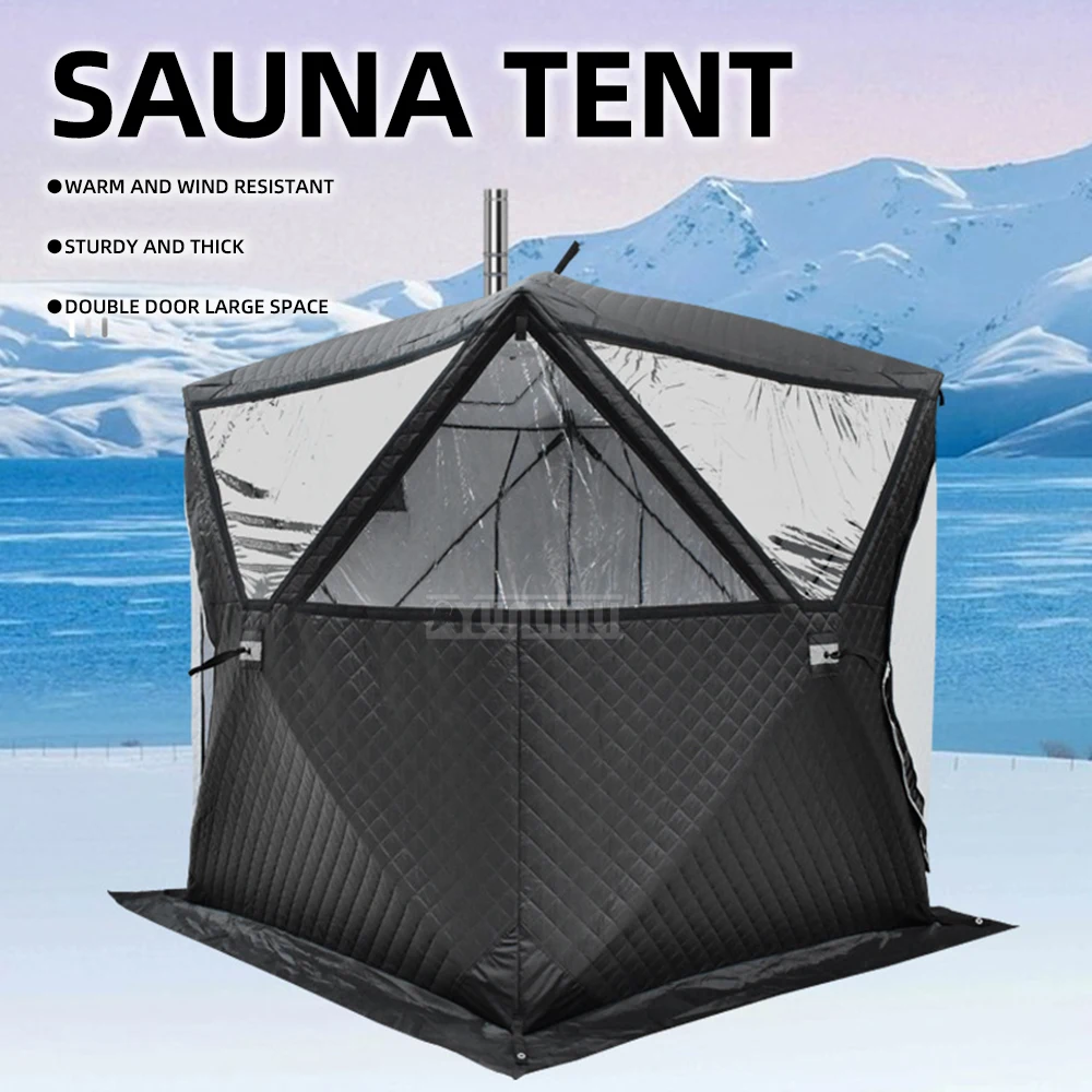 Dampfsauna-Zelt für Draußen, Verstärkt für Winter-Eisfischen, mit Großem Fenster & Schornstein, Schneller Aufbau Image