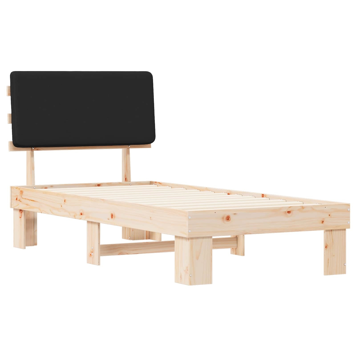 vidaXL Bettgestell mit gepolstertem Kopfteil Schwarz 75 x 190 cm Image