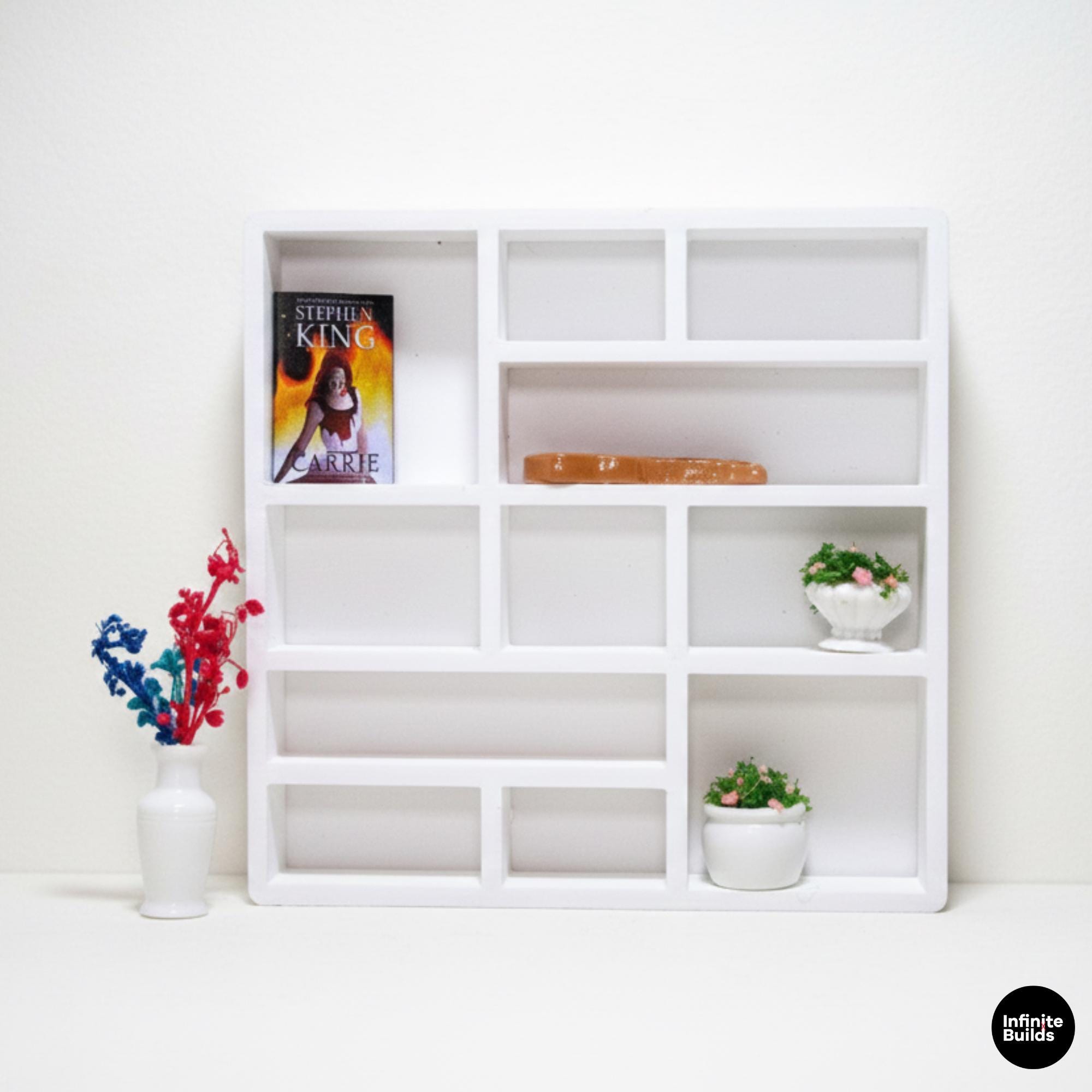 Scaffale a più livelli in miniatura 1:12 / Set di 2 / Scaffale per casa delle bambole / Libreria in miniatura / Mini scaffale decorativo / Colori pers