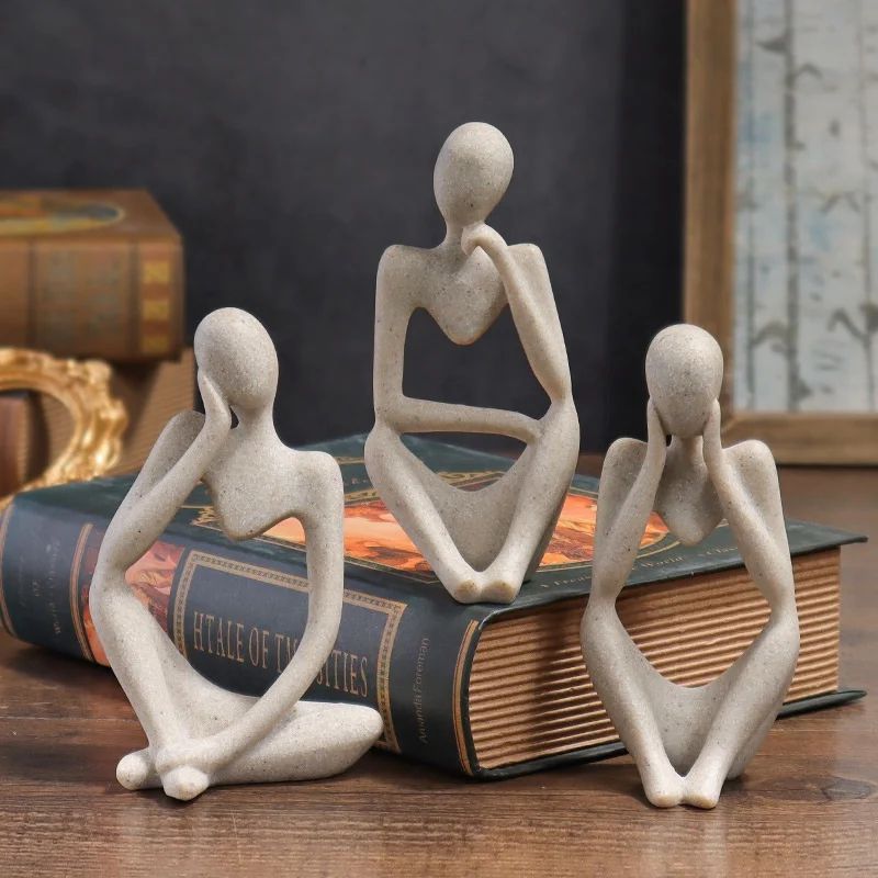 Modern Abstract Thinking Man Sculpture Minimalist Home Decor Accent a