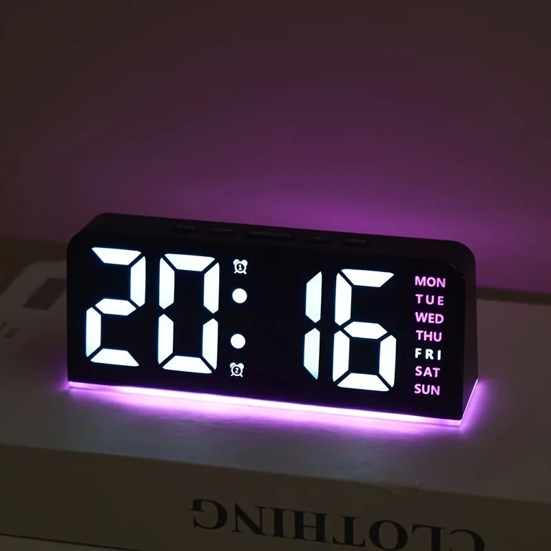 Modern LED Digital Alarm Clock With Temperature Display white Shell orange