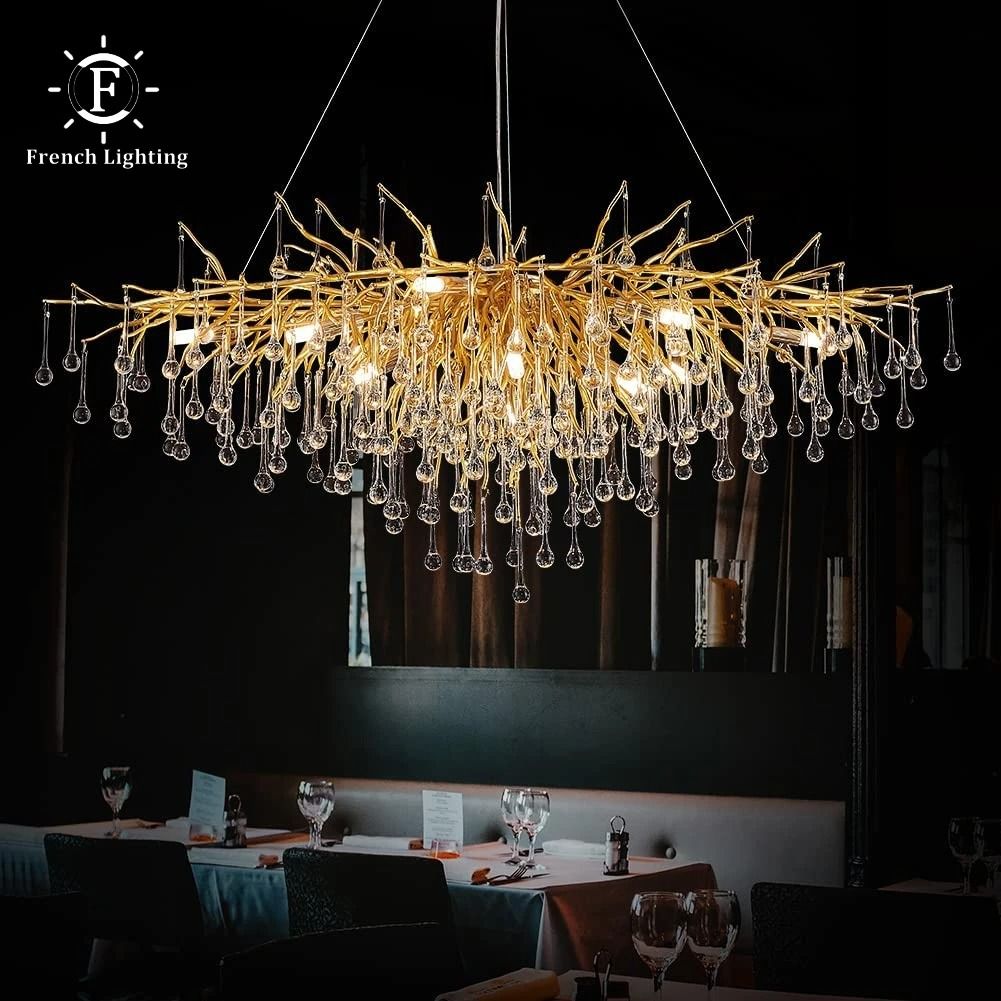 Luxury Gold Crystal Chandelier LED Modern Lighting Fixture 80 Cm Round gold Body cold White