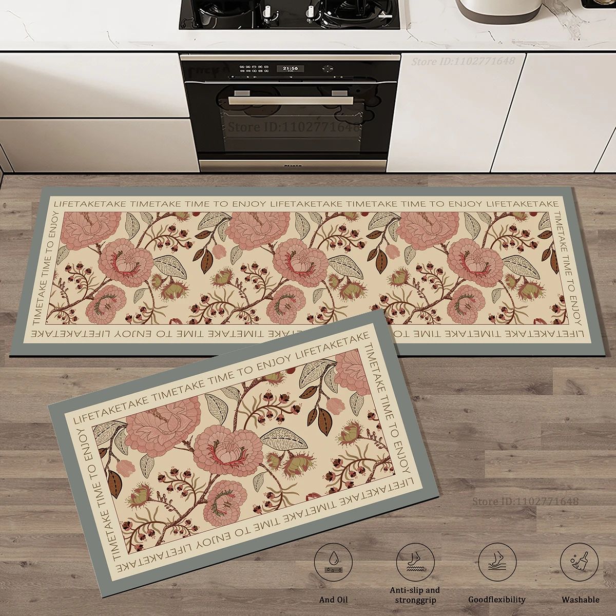 Floral Comfort Non Slip Kitchen Rug Extra Thick Absorbent Anti Fatigue Floor Mat 40cmx60cm 1pc d