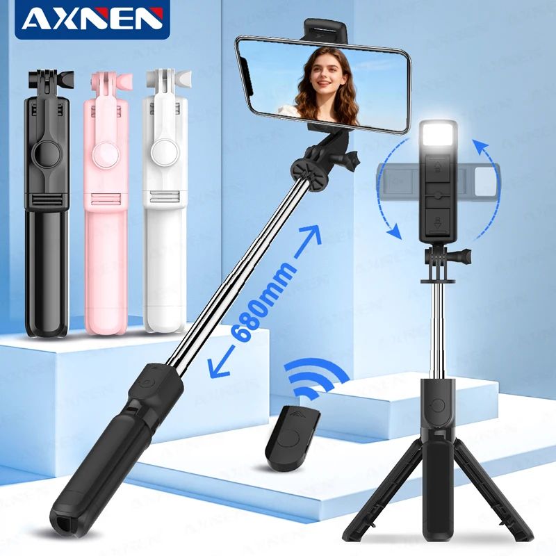All in One Bluetooth Selfie Stick Tripod With Light & Remote For IPhone And Smartphones 2