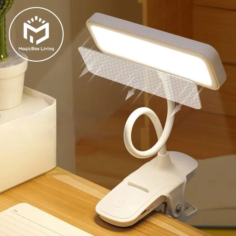 Rechargeable LED Desk Lamp With Clip & Flexible Gooseneck Eye Protection Reading Light Rechargeable LED Desk Lamp With Clip & Flexible Gooseneck Eye Protection Reading Light