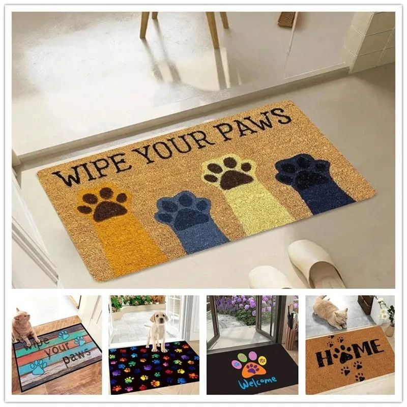 Cat Paw Print Doormat Non Slip Absorbent Floor Mat For Kitchen And Entrance 05 60x90 Cm