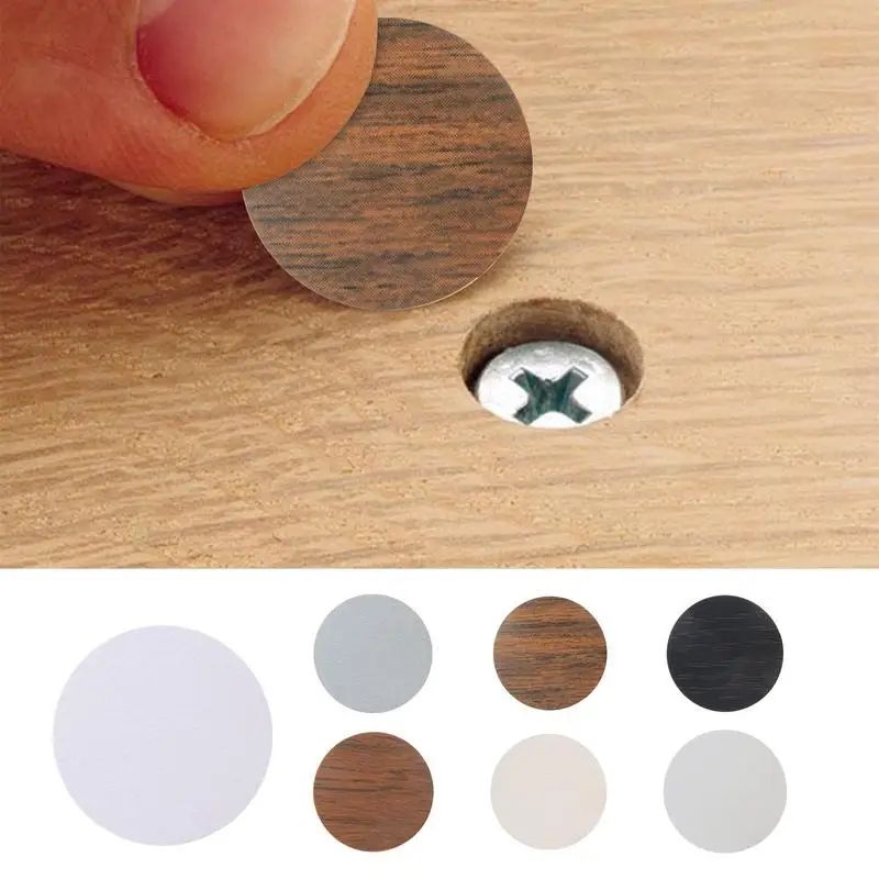 21mm Screw Hole Cover Stickers For Wood Furniture, Cabinets And Desks 54 Piece Self Adhesive Sheet pure White