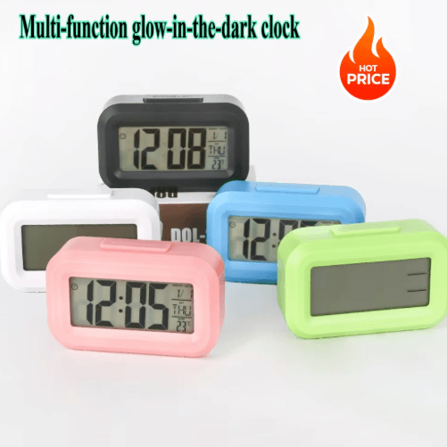Digital Alarm Clock LED Desk Clock With Snooze, Backlight & Calendar Display blue