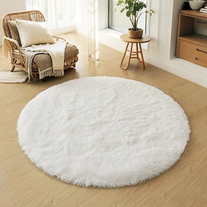 CloudSoft Round Plush Rug For Kids Bedroom And Nursery purple diam100cm(39inch)