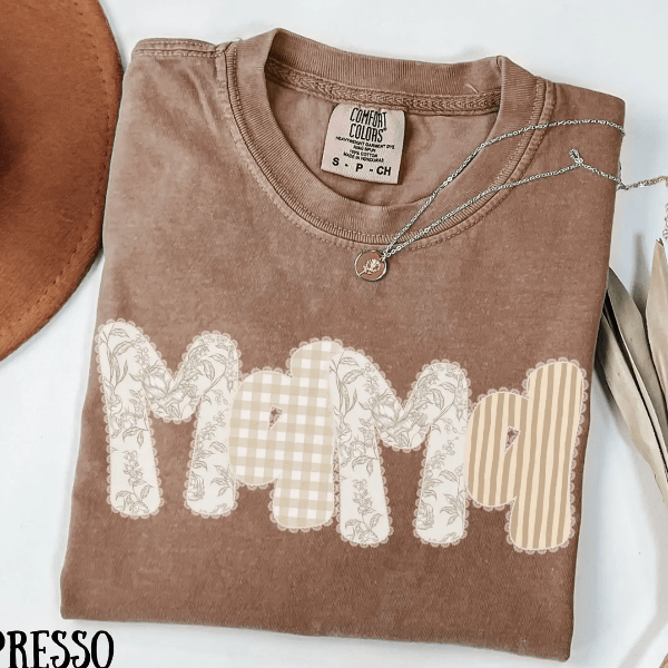 Comfort Colors Mama Shirt Floral Gingham Vintage Aesthetic Oversized Mom Tee Gift pink m sweatshirt