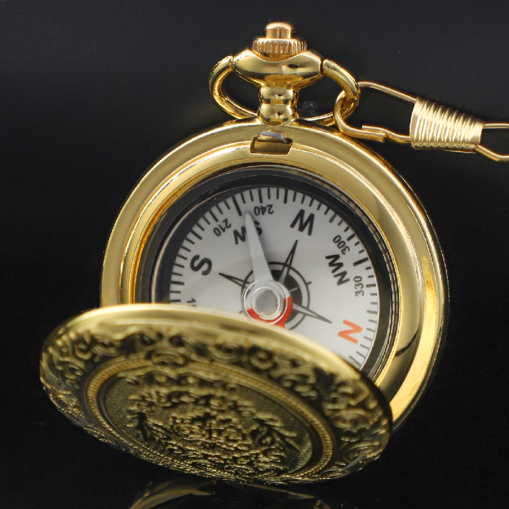Vintage Brass Compass Pocket Watch For Hiking, Survival, Outdoor Navigation Gear 1
