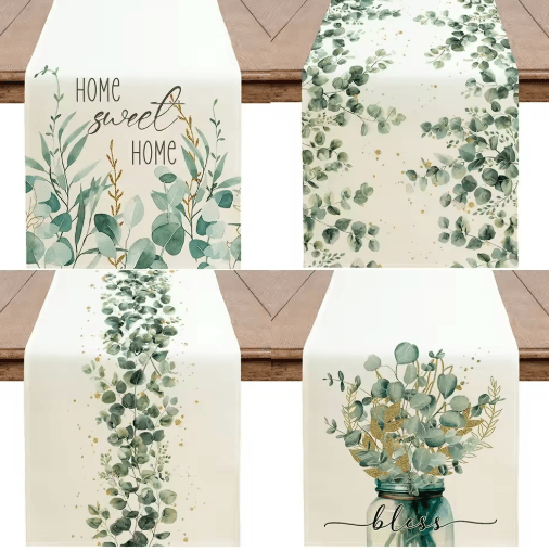 Eucalyptus Leaf Table Runner Fresh Botanical Green Table Decor For Spring & Farmhouse Styling zq 3 183x33cm