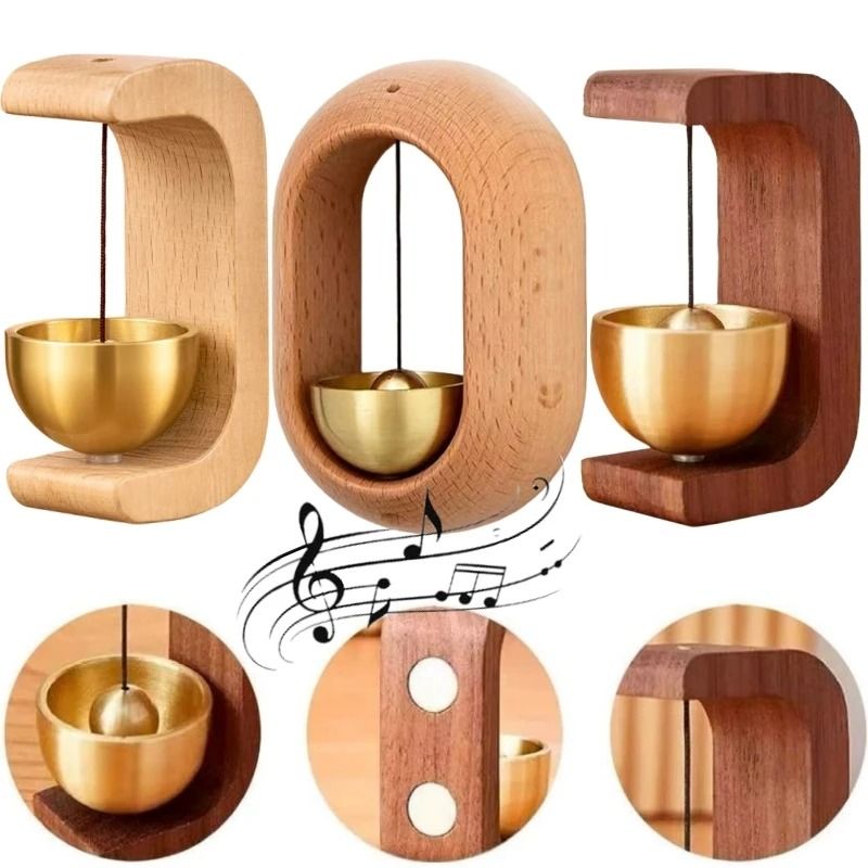 Magnetic Wooden Shopkeeper's Bell Minimalist Beech Wood Doorbell & Wind Chime Home & Business Entry Decoration style 1