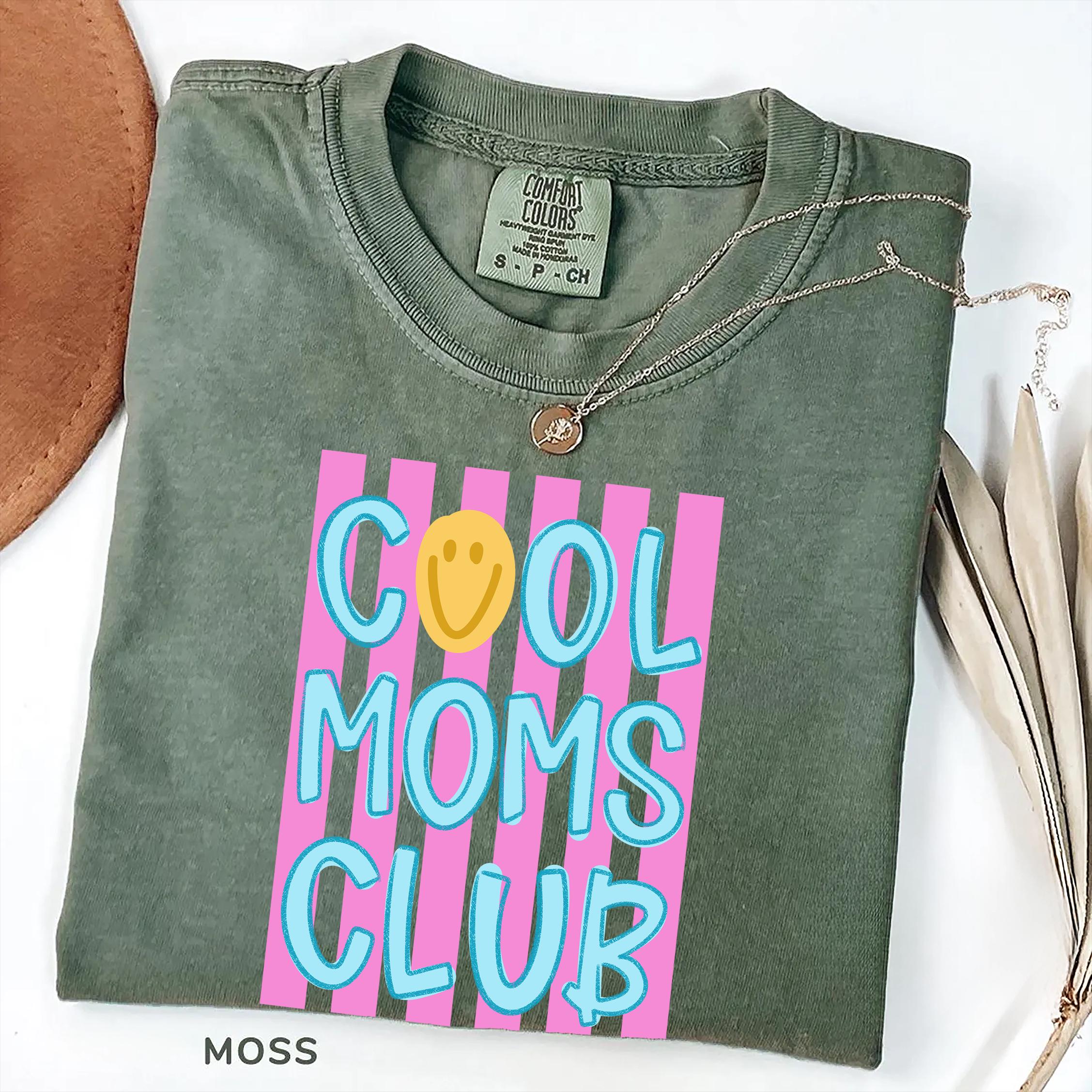 Cool Moms Club Shirt Trendy Mom Graphic Tee Cute Retro Stripe Outfit Gift mustard m sweatshirt