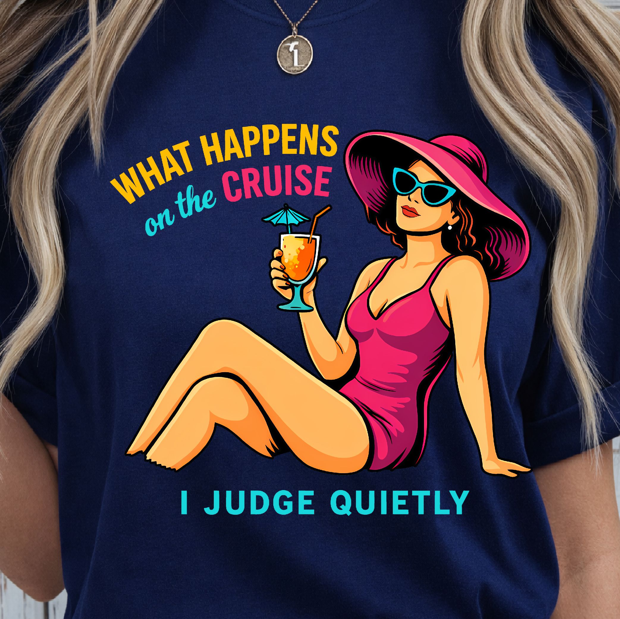 What Happens On The Cruise Shirt, Funny Cruise T Shirt, Vacation Humor Tee navy Blue 3xl t Shirt