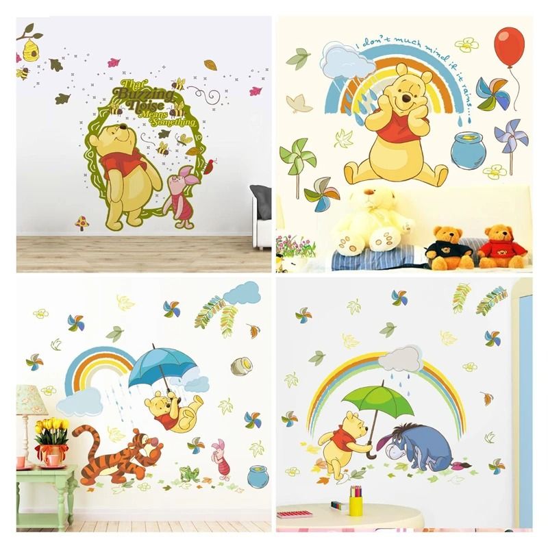 Winnie The Pooh Bear Wall Sticker | Classic Cartoon Nursery & Kids Room Decor 10 Pcs