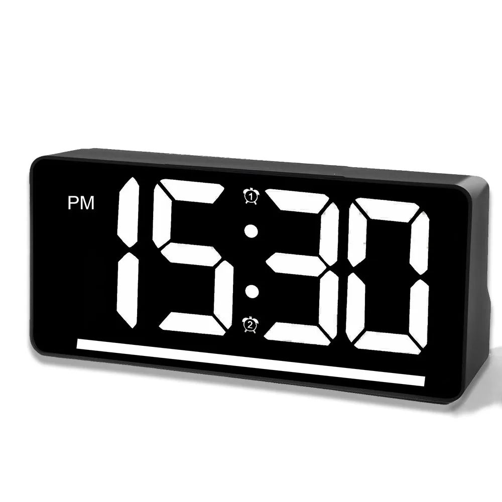 Large Display Digital Alarm Clock With Temperature white