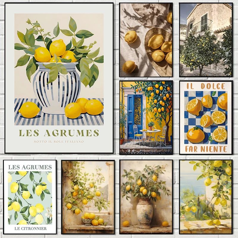 Retro Lemon Canvas Wall Art Decor 1 15.7 19.7 In